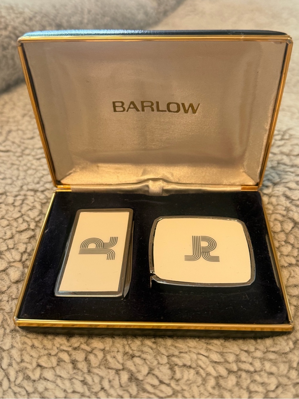 Vintage Barlow Executive Gift Set Pocket Knife Money Clip & Tape Measure Boxed
